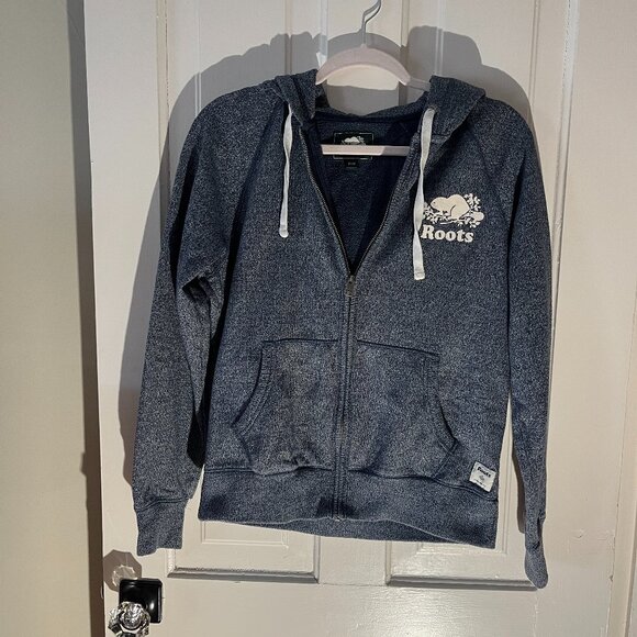 Roots blue hoodie with zipper, size Medium - Picture 1 of 8